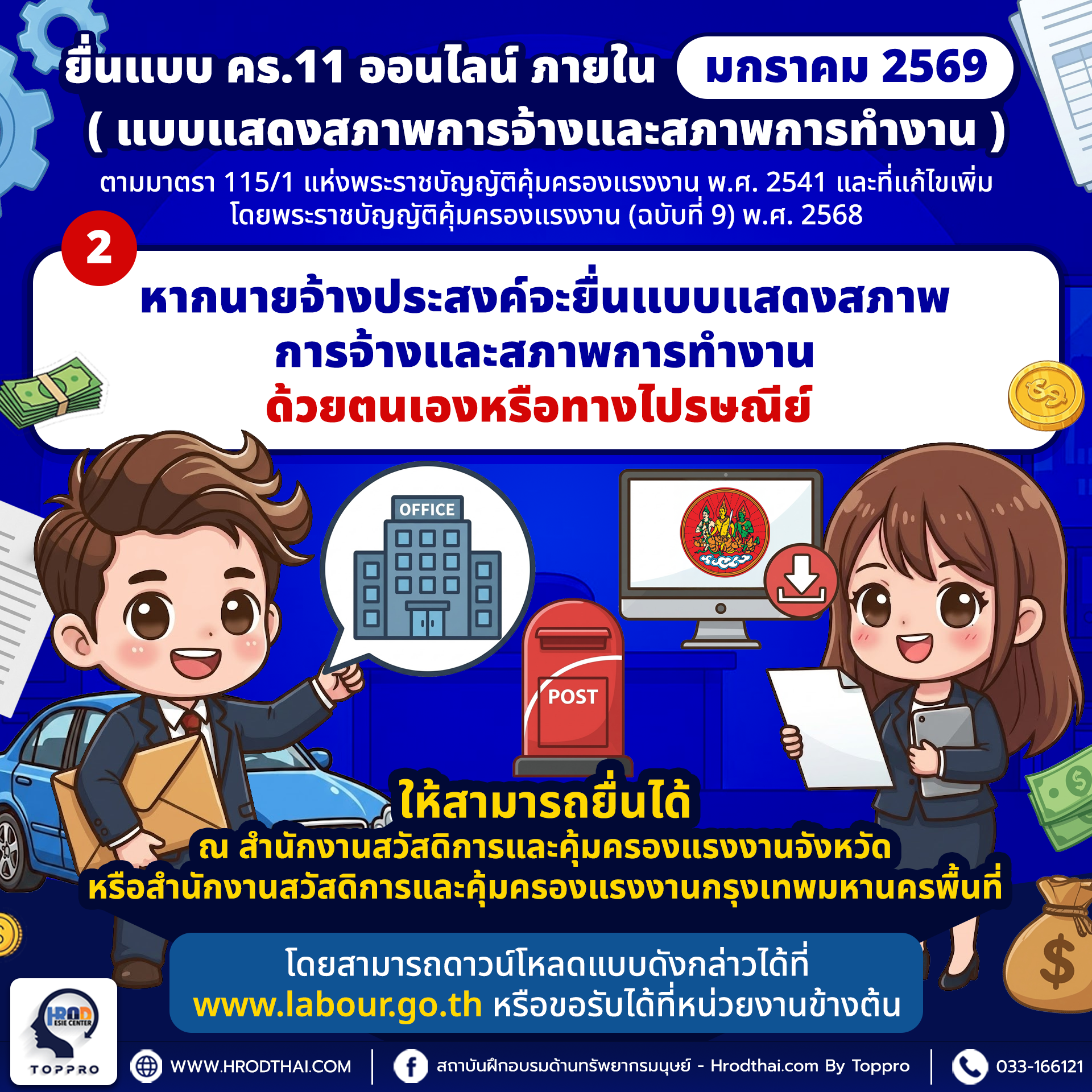 คร.11 อ้างอิงตามมาตรา 115/1 แห่งพระราชบัญญัติคุ้มครองแรงงาน พ.ศ. 2541 และที่แก้ไขเพิ่มเติมโดยพระราชบัญญัติคุ้มครองแรงงาน (ฉบับที่ 9) พ.ศ. 2568