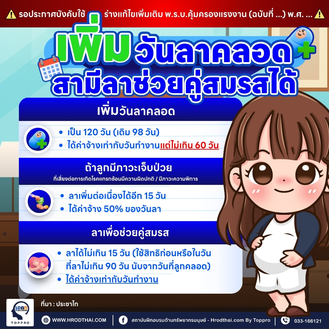 เพิ่มวันลาคลอด 120 วัน สามีลาช่วยคู่สมรสได้