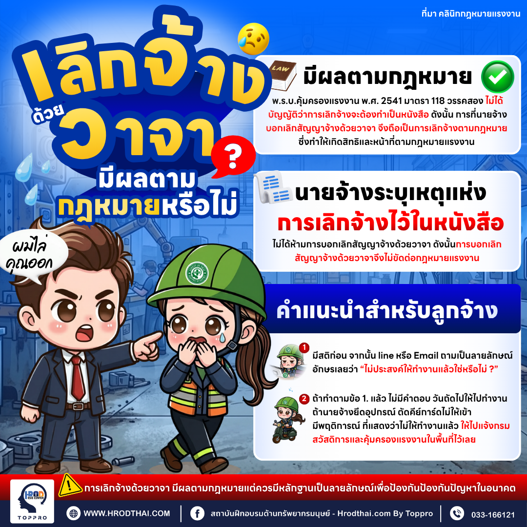 การเลิกจ้างด้วยวาจา มีผลตามกฎหมายหรือไม่