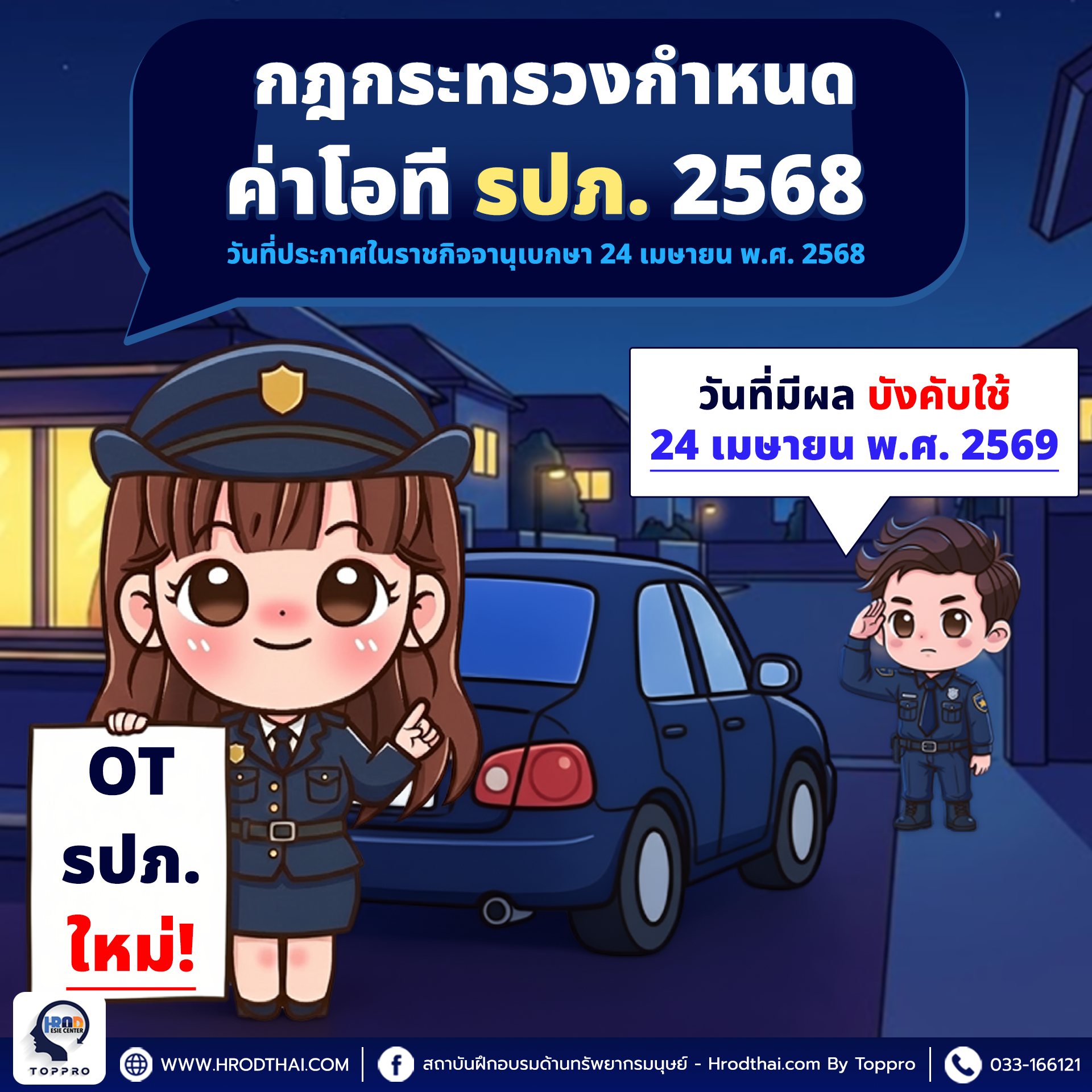 กฎกระทรวงกำหนดค่าโอที รปภ. 2568