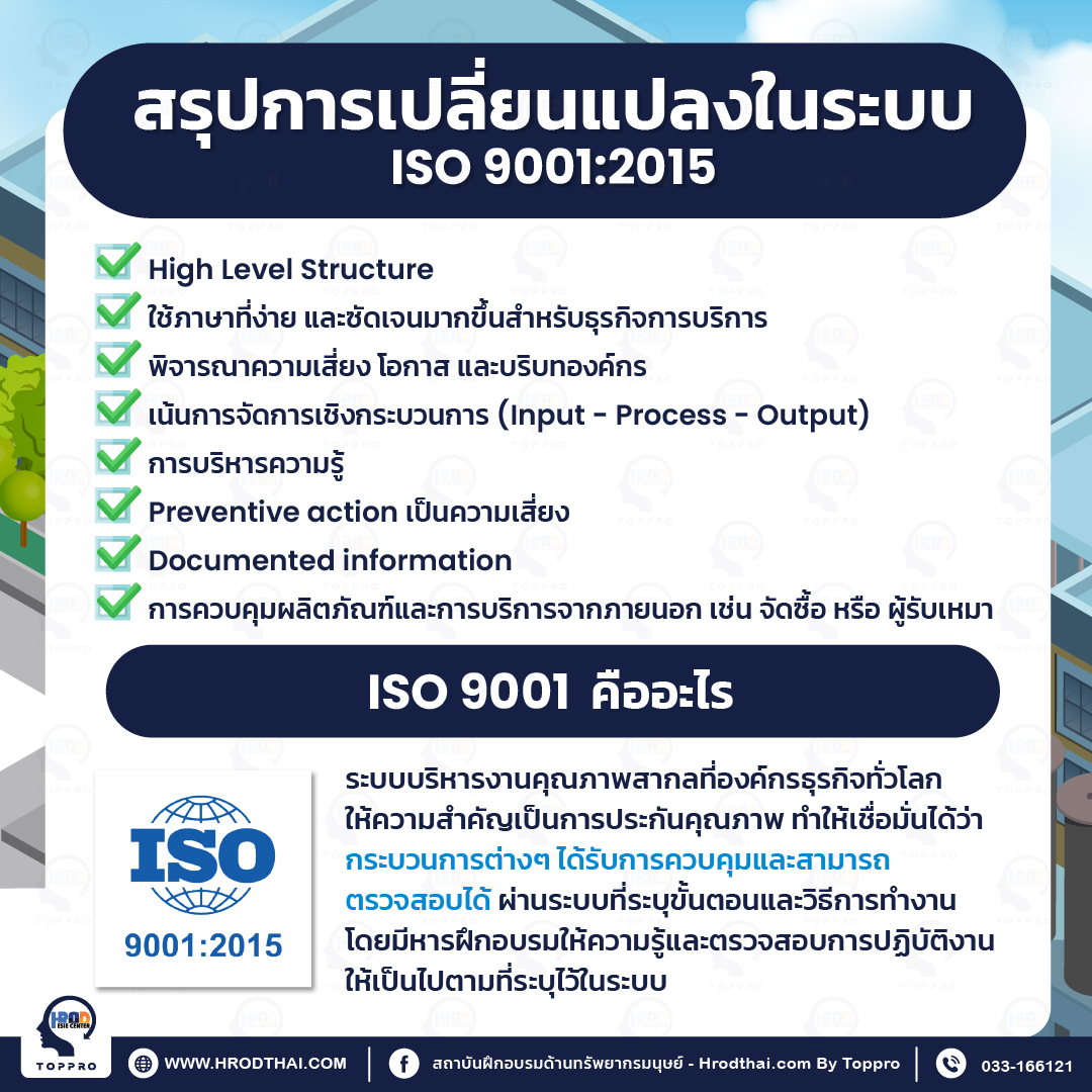 สรุปการเปลี่ยนแปลงในระบบ ISO 9001 : 2015